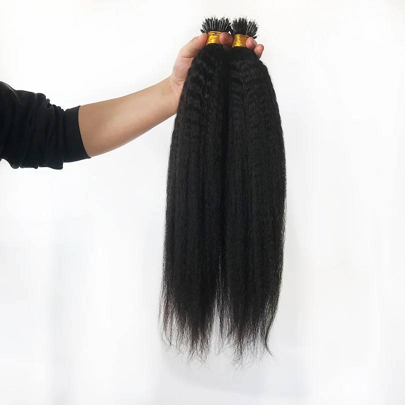 Nano Ring Hair Extensions Kinky Straight Natura Color