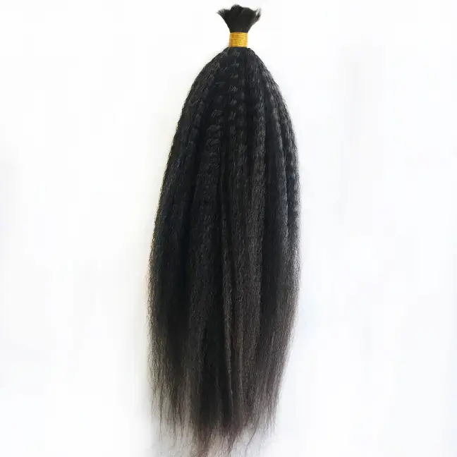 Kinky Straight Human Hair Bulk For Braiding