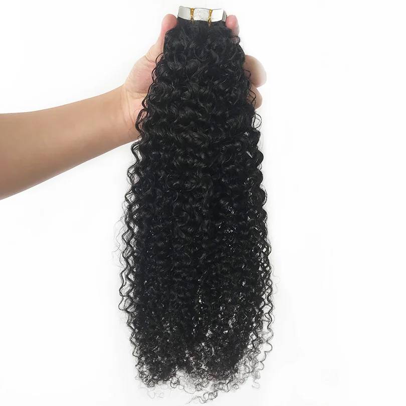 Tape in Human Hair Extensions Curly Skin Weft