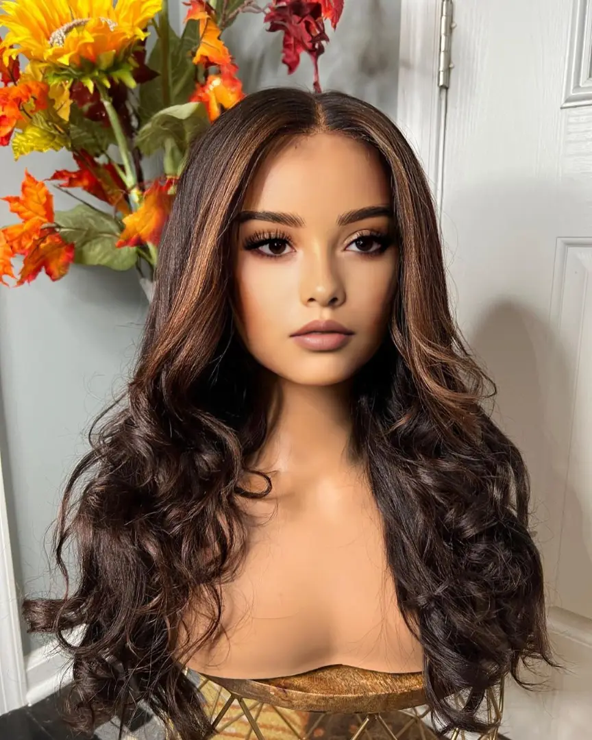 Highlight Brown Wave Lace Front Wigs