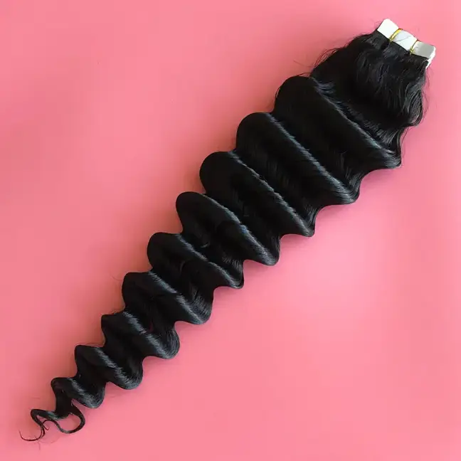 Deep Wave Tape in Extensions Human Hair