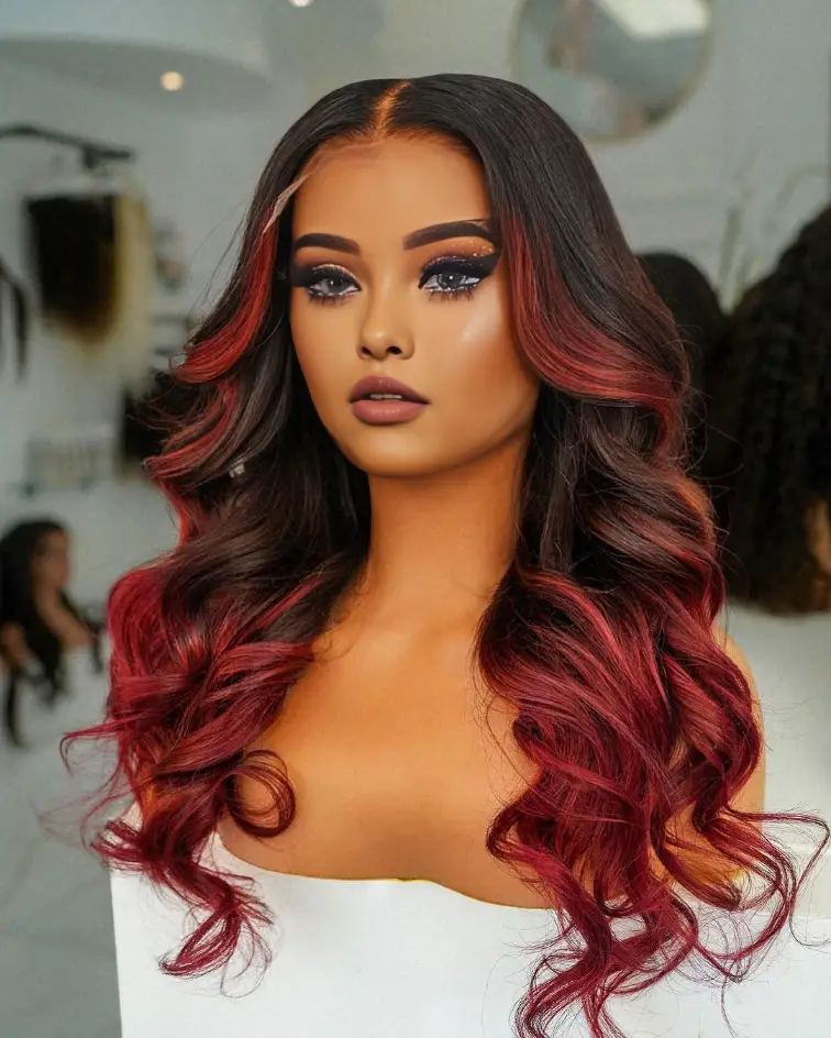 Highlight Burgundy Body Wave Lace Frontal Wigs