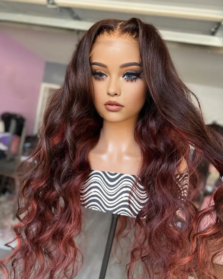 Highlight Wig Human Hair Lace Front Wig Ombre