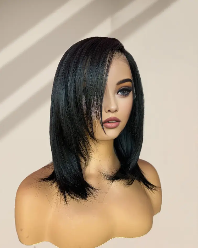 Short bob Black Lace Front Wigs