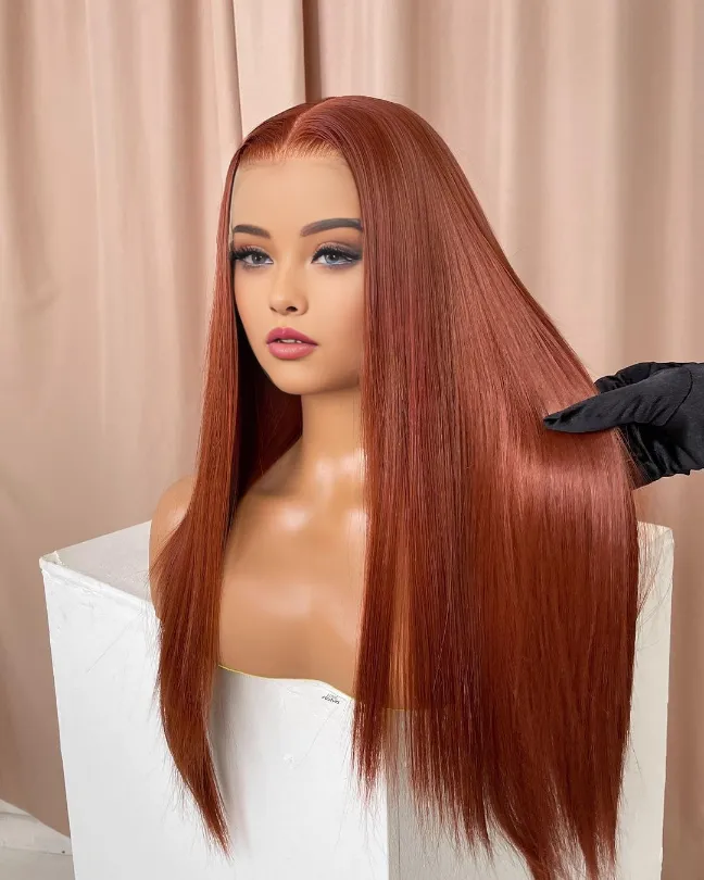 Lace Frontal Wig Ginger Orange Straight Human Hair Wigs