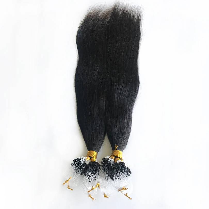 Micro Ring Human Hair Extensions Natural Color