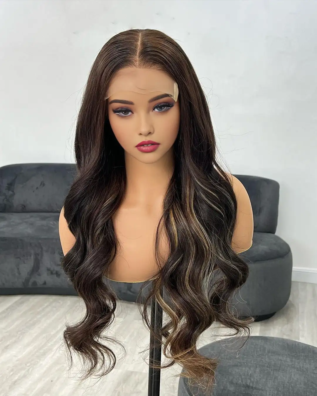 Highlight Blonde Brown Lace Front Wigs