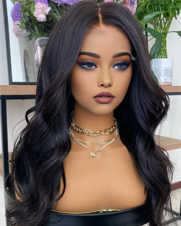 Natural Black Wave Lace Front Wigs