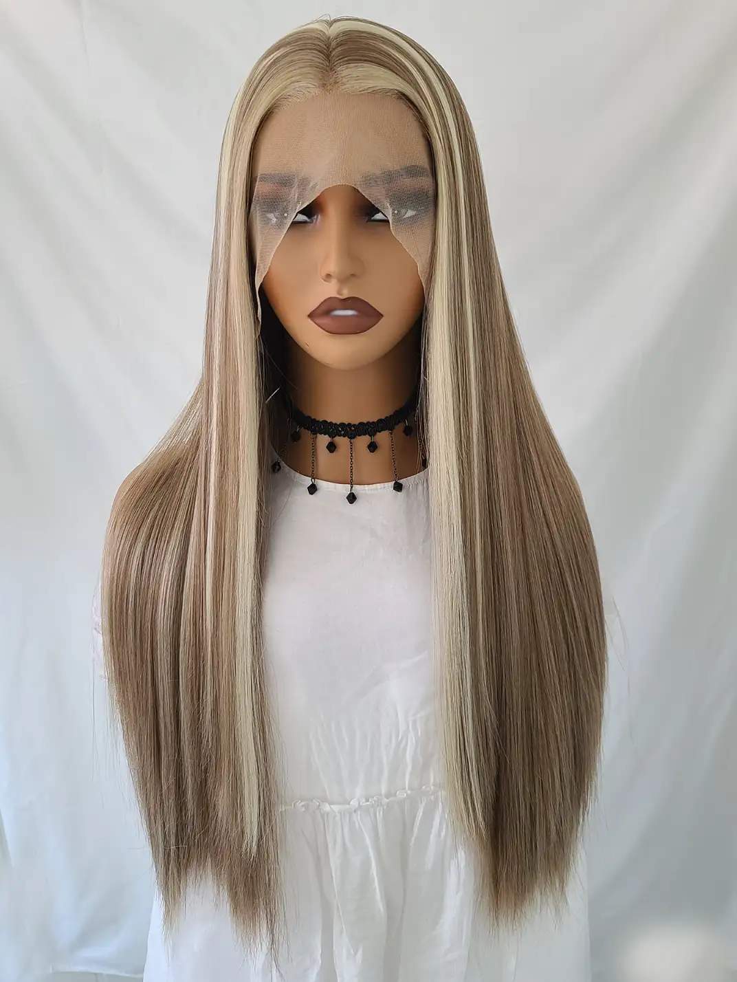 Highlight Blonde Synthetic Hair Wig Heat Resistant Lace Front Wigs