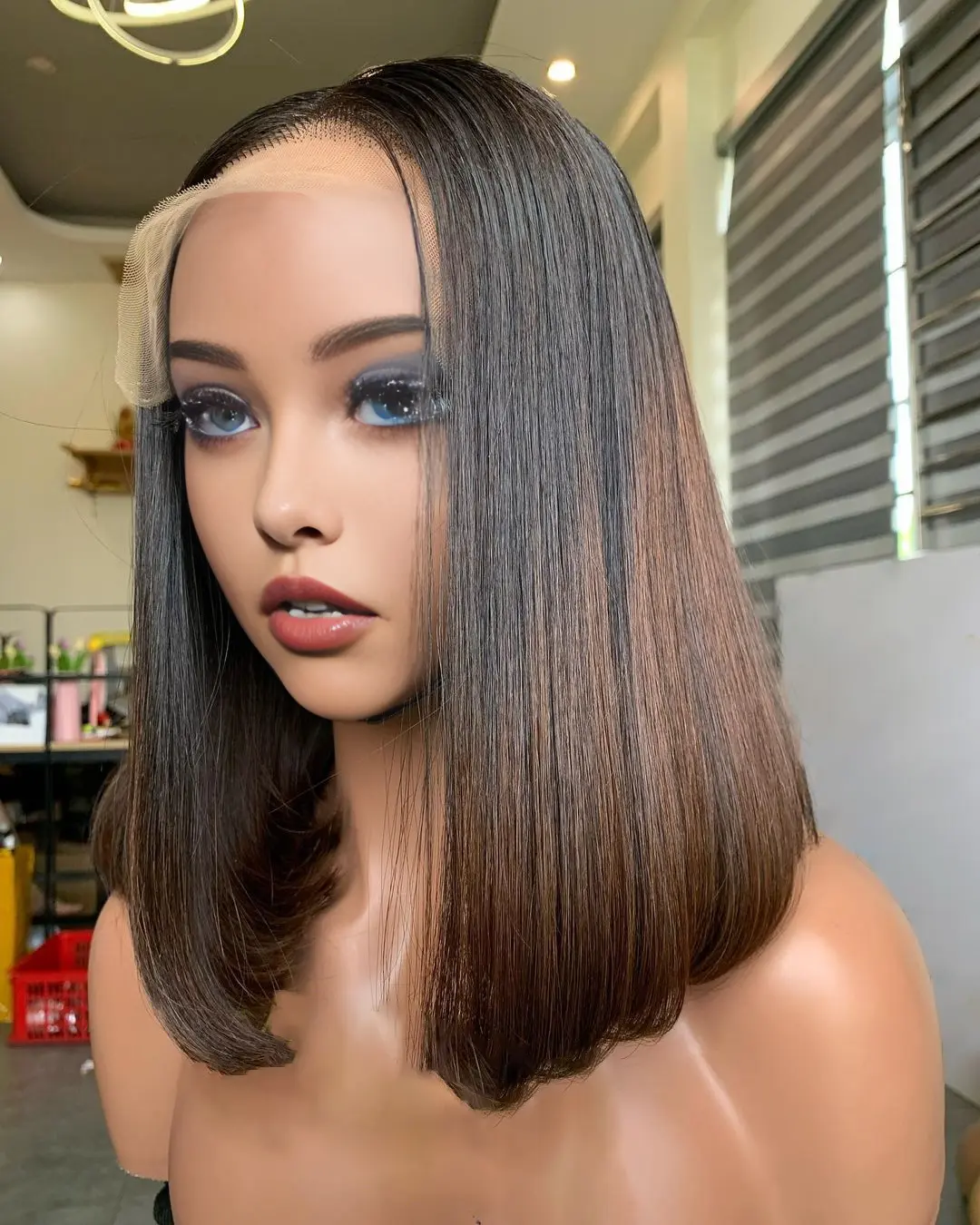 Ombre Brown Short Bob Lace Front Wigs