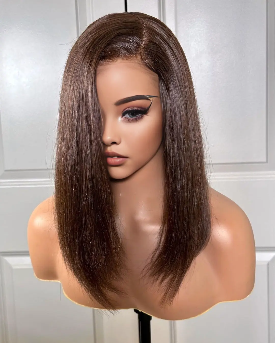 Dark Brown Short Bob Lace Front Wigs